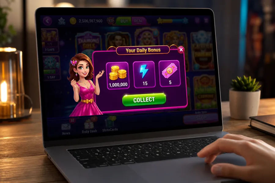 Bonus quotidien Slotomania cadeaux, notifications et récompenses